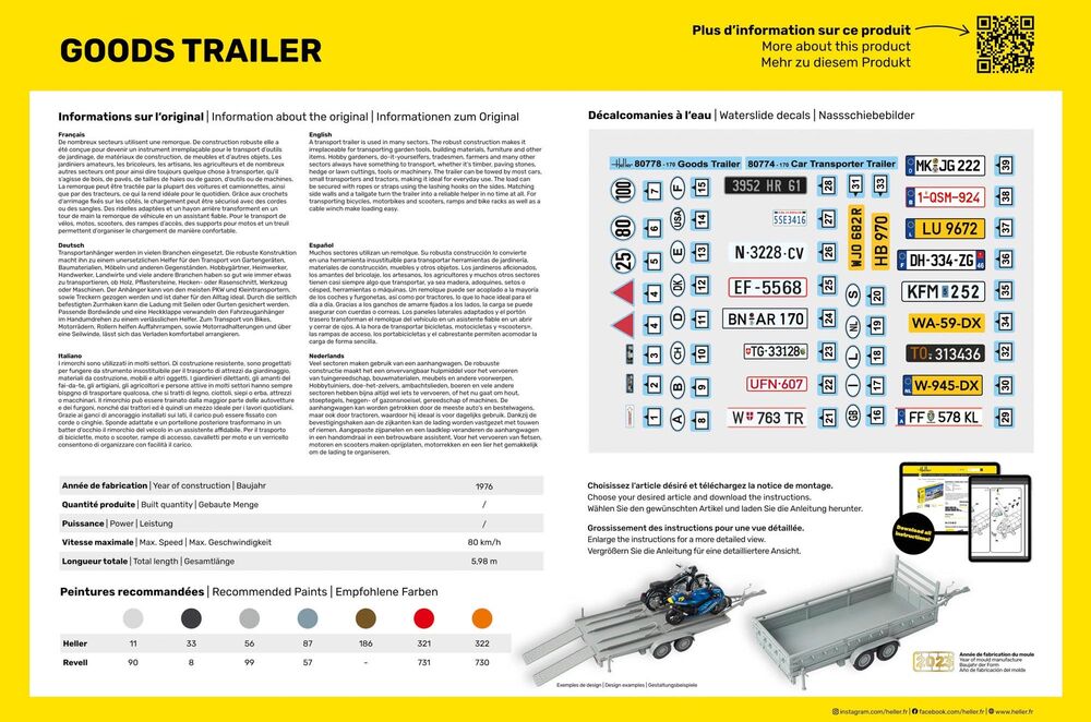 Heller Starter Kit Goods Trailer 1/24 maquette remorque kit complet