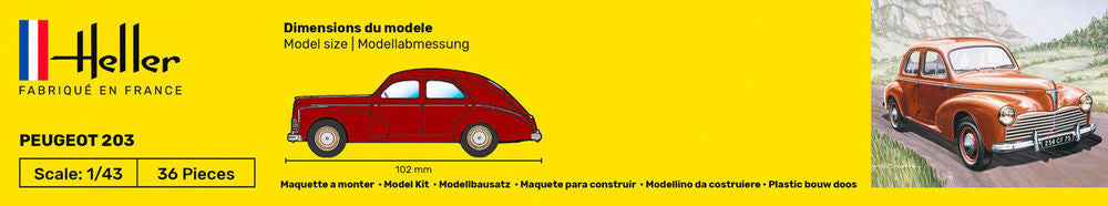 Heller Starter Kit Peugeot 203 maquette voiture 1/43 complète