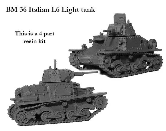 Perry World War 2 BM 36 char léger italien L6 maquette résine
