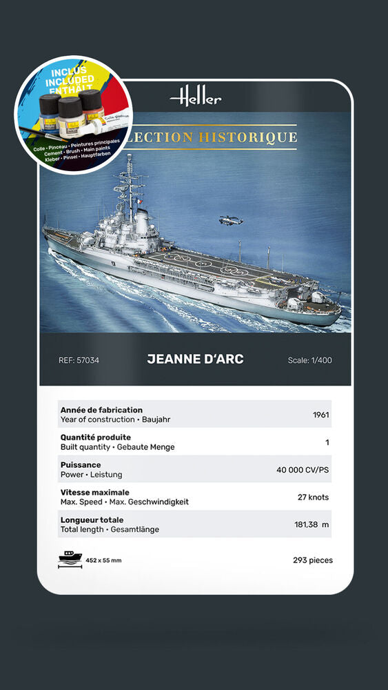 Heller Starter Kit Jeanne d'Arc 1/400 maquette bateau complet