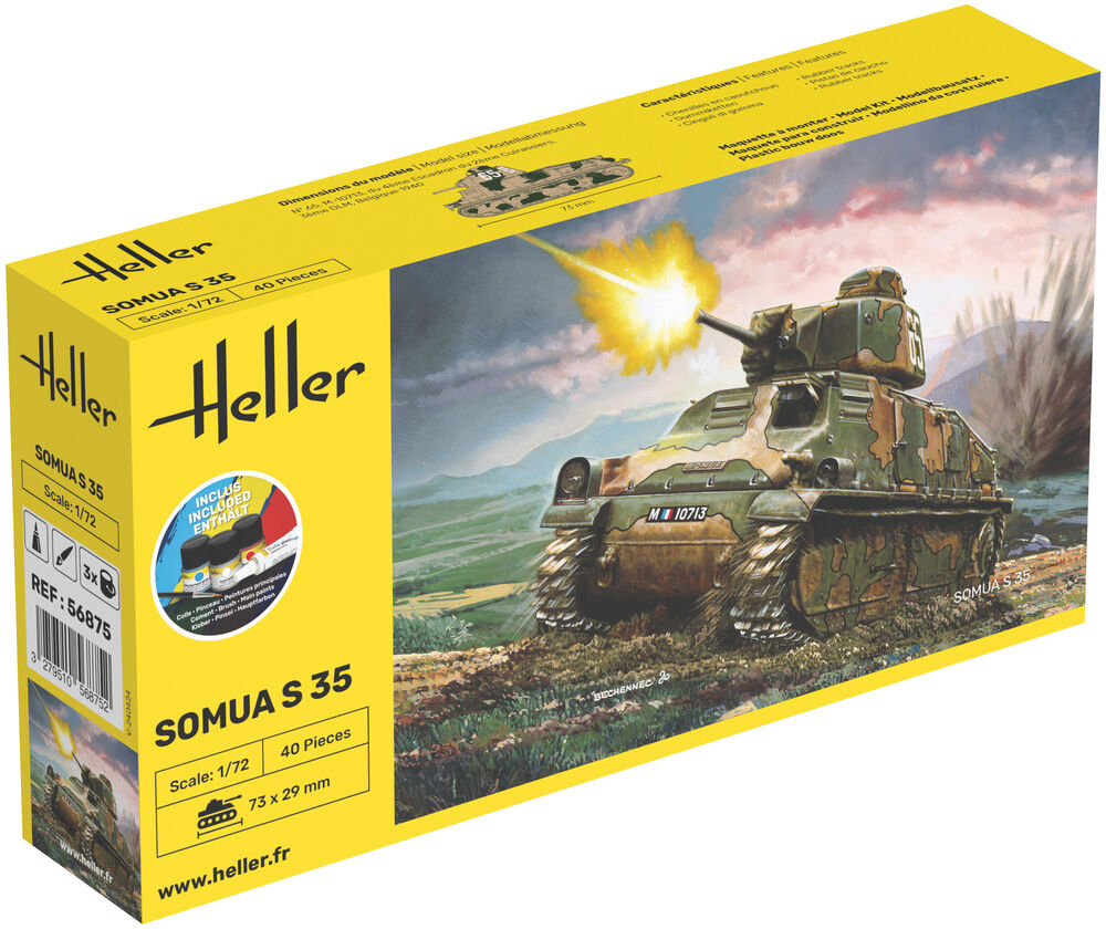 Heller Starter Kit Somua S35 1/72 maquette char complet