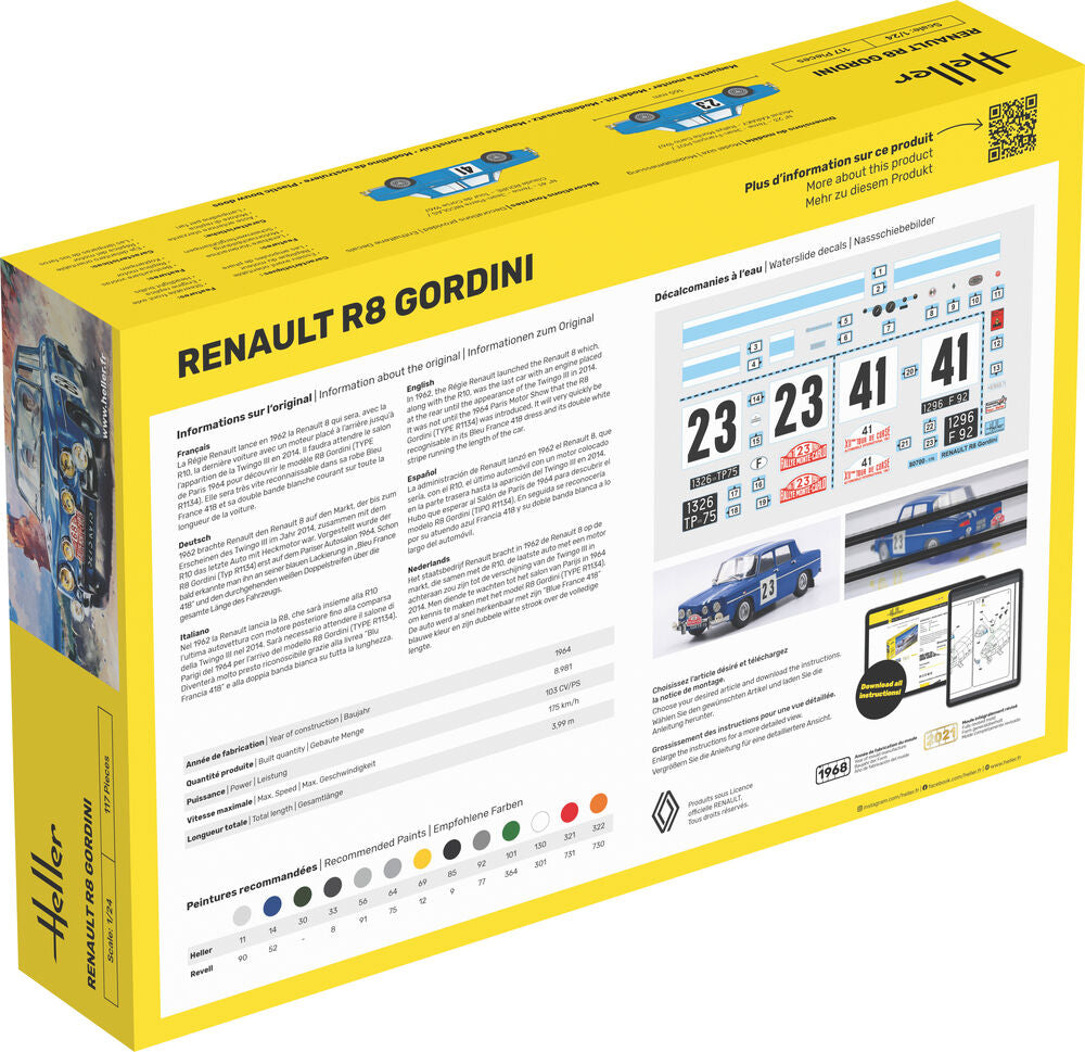Heller Renault R8 Gordini 1/24 maquette voiture bleu