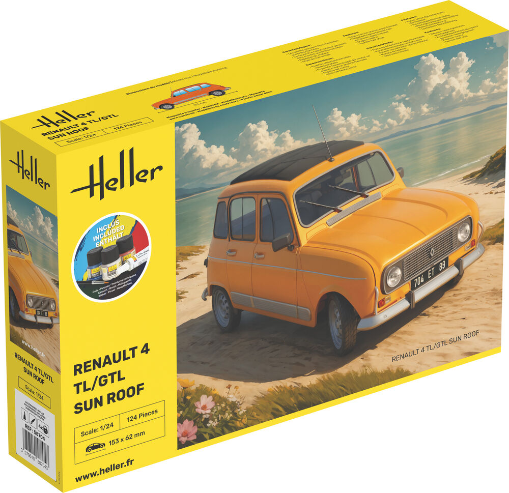 Heller Starter Kit Renault 4 TL/GTL maquette 1/24 toit ouvrant