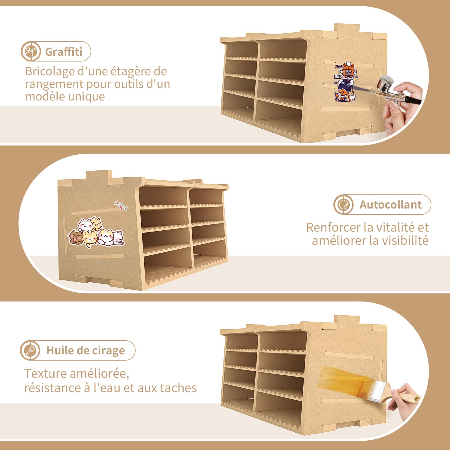 Bucasso Hobby Organizer GK4 range-outils 64 rainures MDF