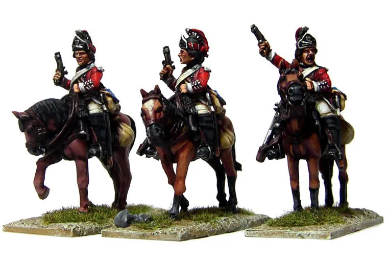 Perry AWI AW15 figurines 17th Light Dragoons pistolets piquet