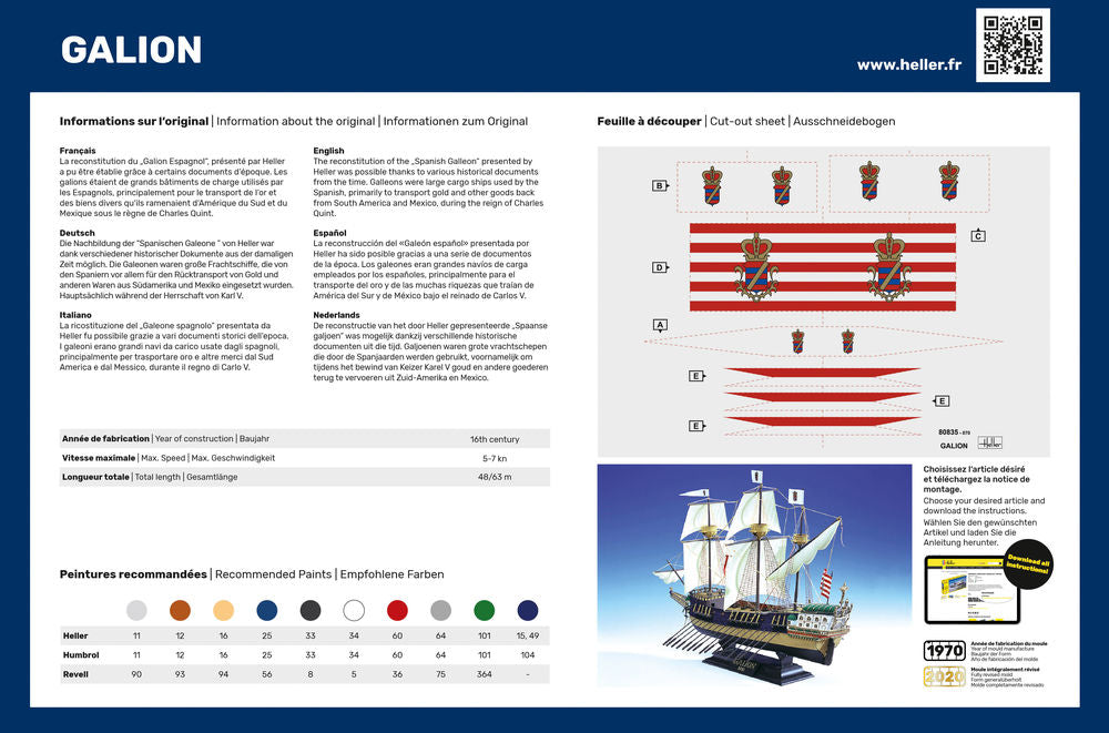 Heller Starter Kit Galion maquette bateau 1/200 complète