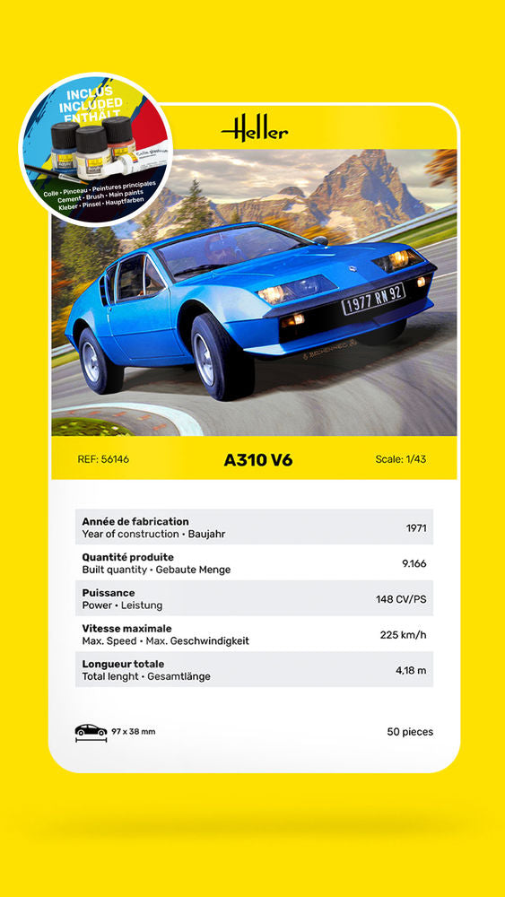 Heller Starter Kit Alpine A310 1/43 maquette voiture kit complet