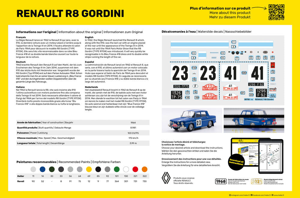 Heller Starter Kit Renault R8 Gordini maquette voiture 1/24