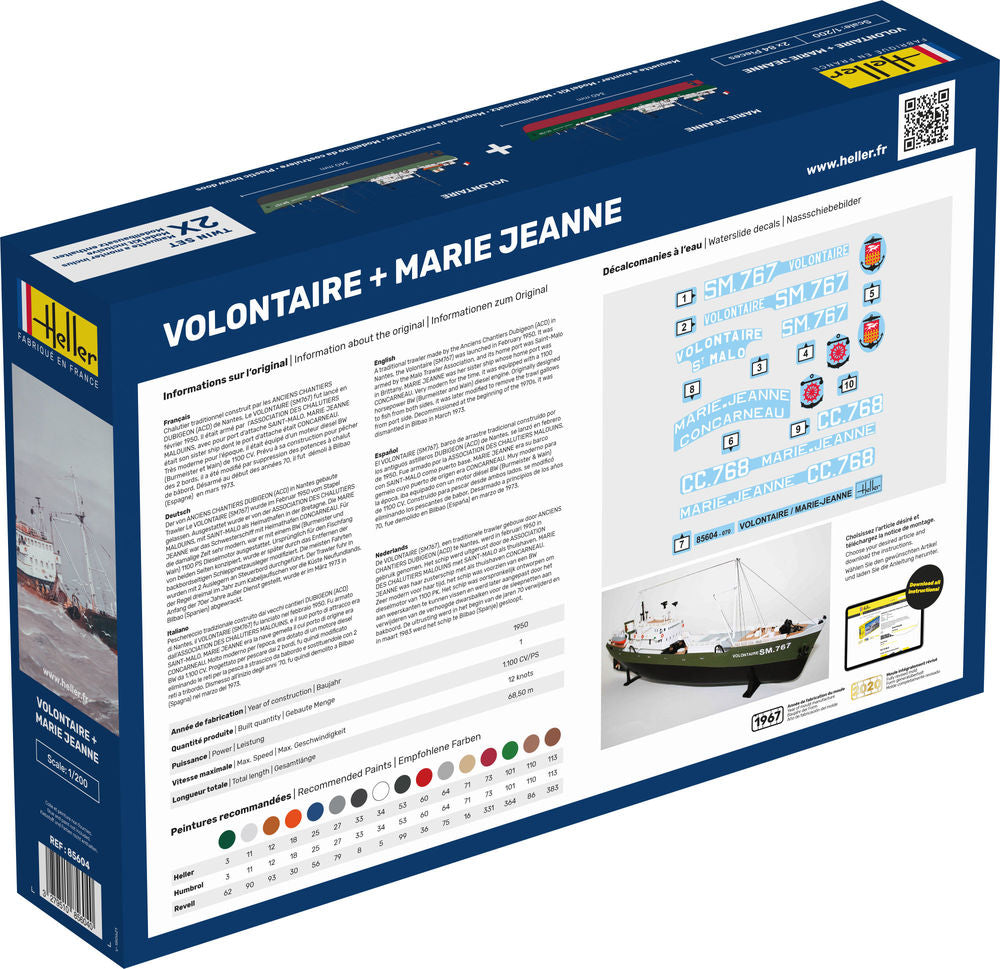 Heller Twinset Starter Kit Volontaire + Marie Jeanne maquette bateau 1/200