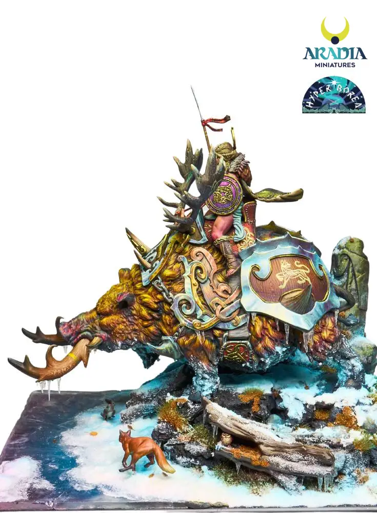 Aradia Minis Hyperborea Freya on Hildisvini figurine résine nordique
