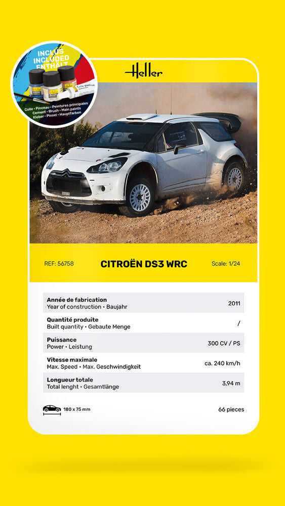 Heller Starter Kit Citroen DS3 WRC maquette 1/24 complète