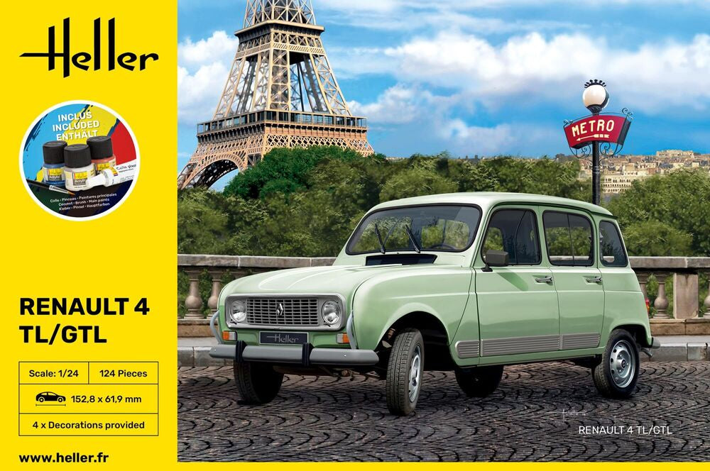 Heller Starter Kit Renault 4TL/GTL 1/24 maquette voiture complète