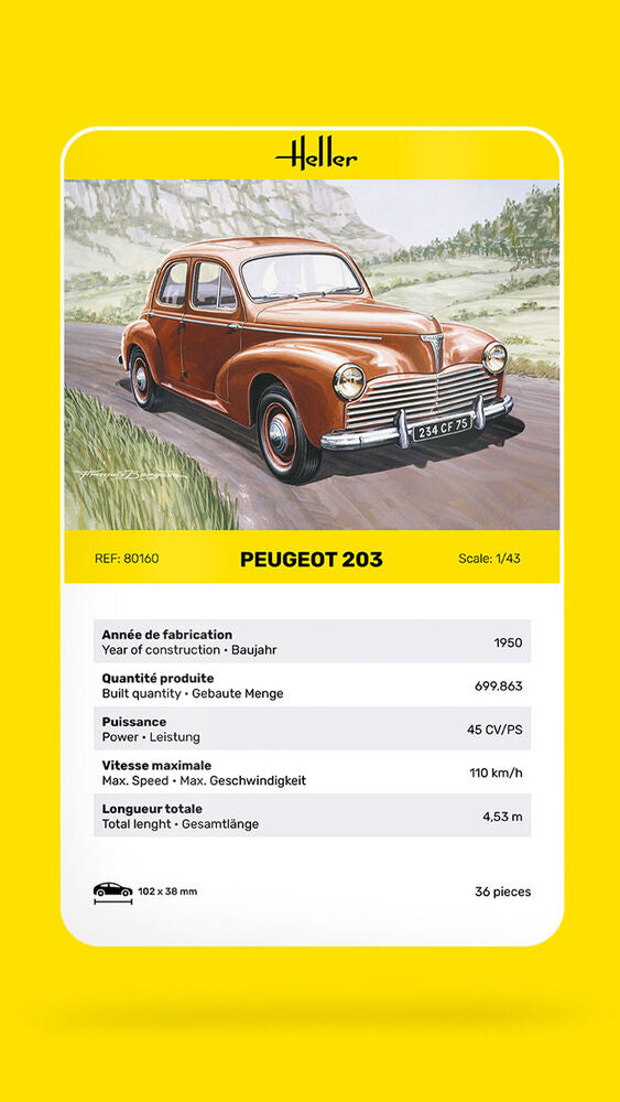 Heller 9.99 Peugeot 203 maquette voiture 1/43 civile
