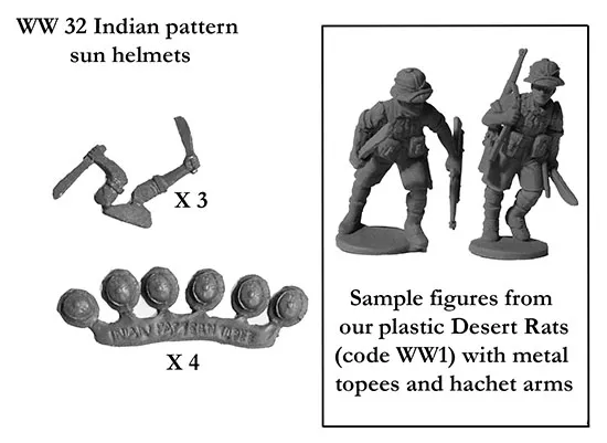 Perry Miniatures WW2 WW32 accessoires casques indiens 24 pièces métal
