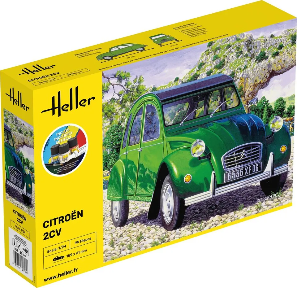 Heller Starter Kit Citroën 2 CV 1/24 maquette voiture complète