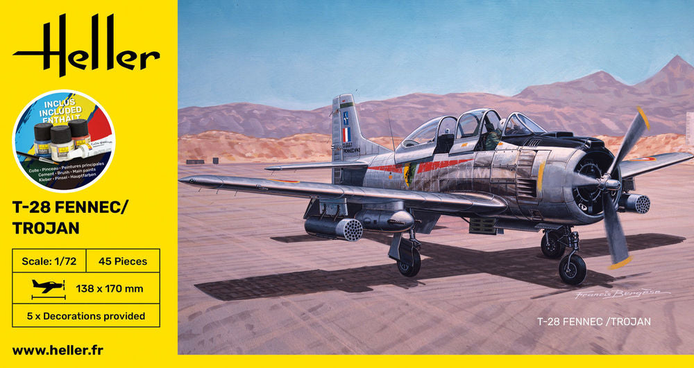 Heller Starter Kit T-28 Fennec Trojan 1/72 avion complet