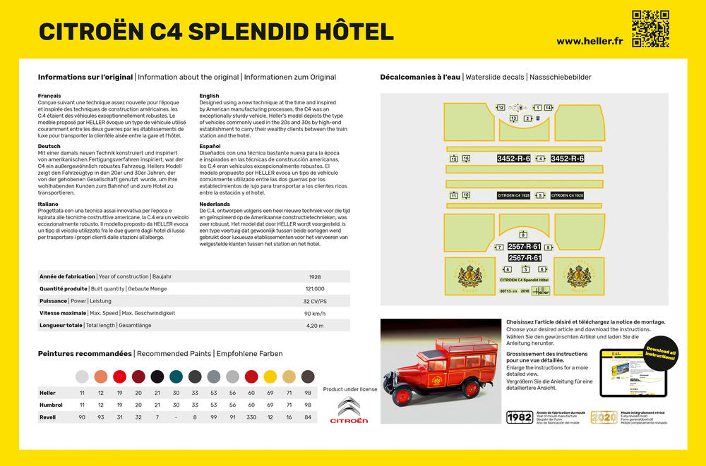 Heller Citroen C4 Splendid Hotel 1/24 maquette voiture plastique