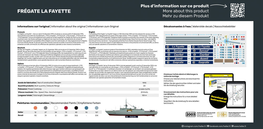 Heller Starter Kit Frégate La Fayette 1/400 maquette bateau