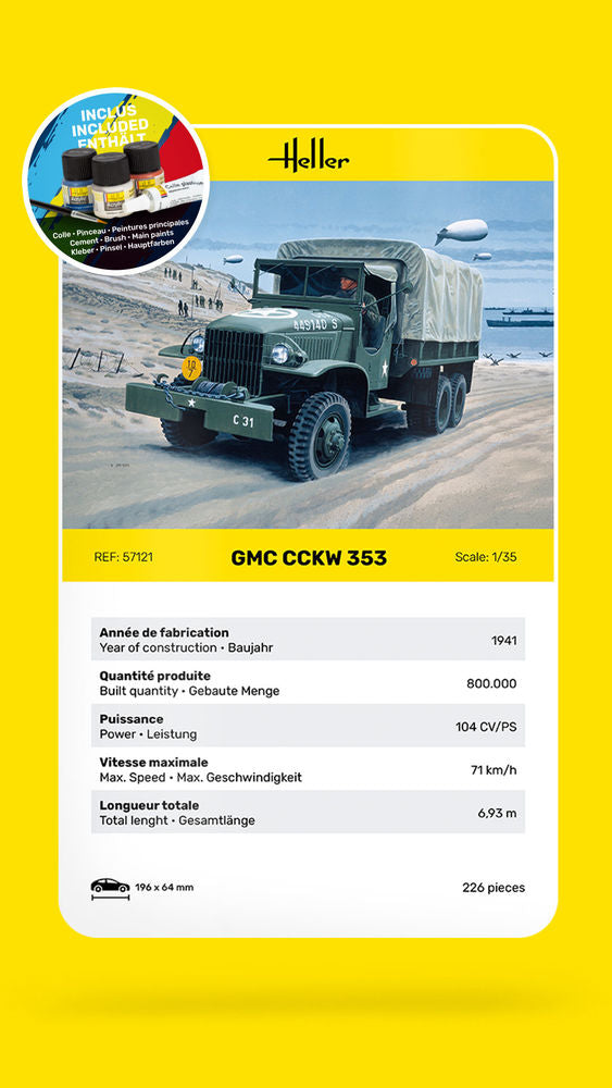 Heller Starter Kit GMC CCKW 353 maquette camion 1/35