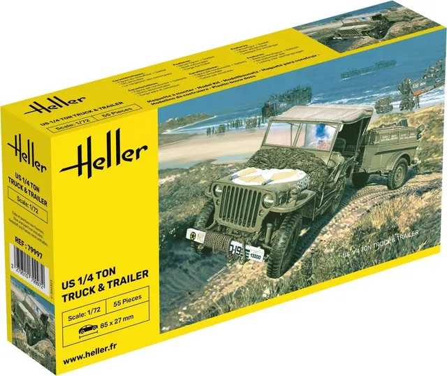 Heller US 1/4 Ton Truck & Trailer 1/72 maquette jeep armée